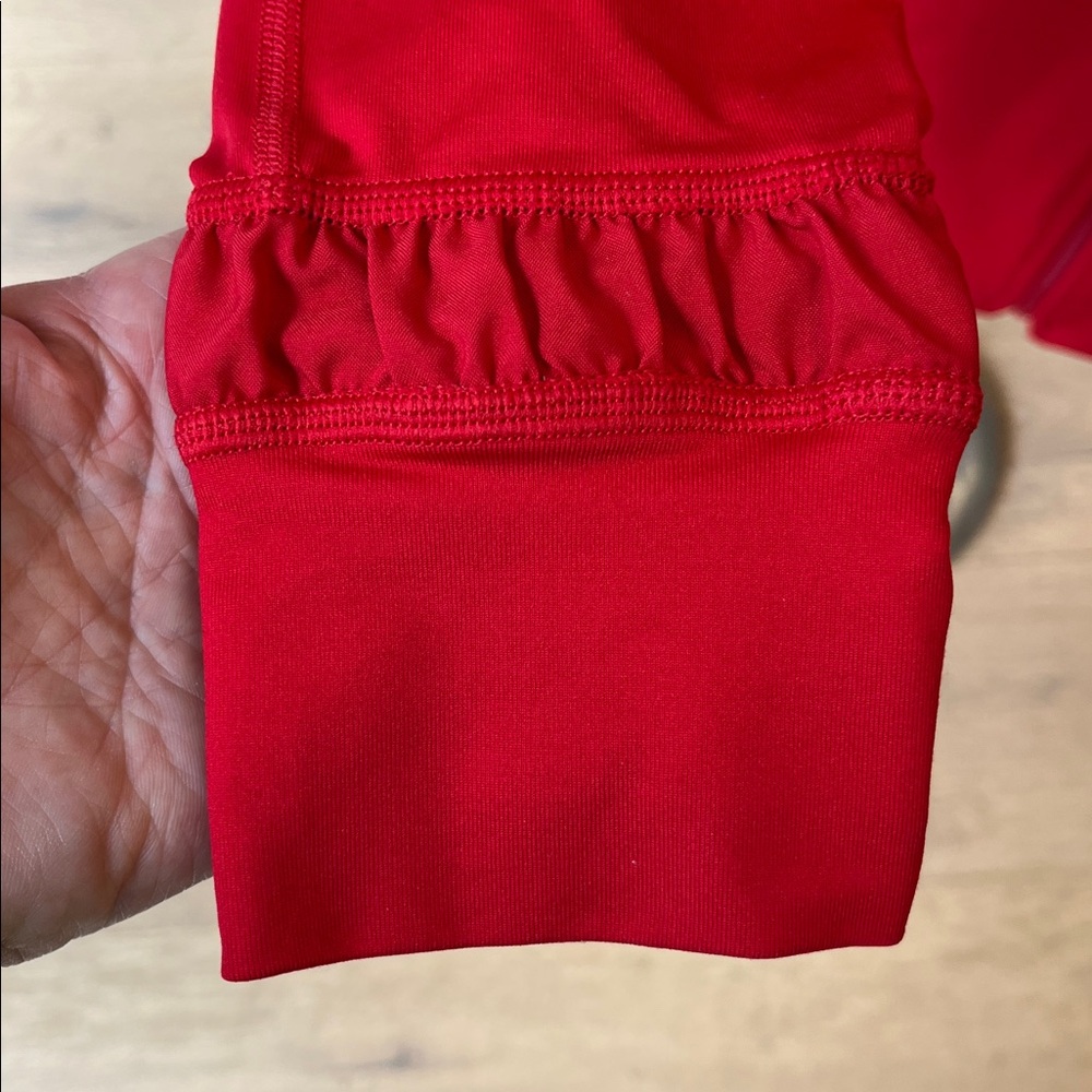 SPANX Active Contour Jacket Vibrant Red zip Front ruched collar and cuff detail - Picture 7 of 15